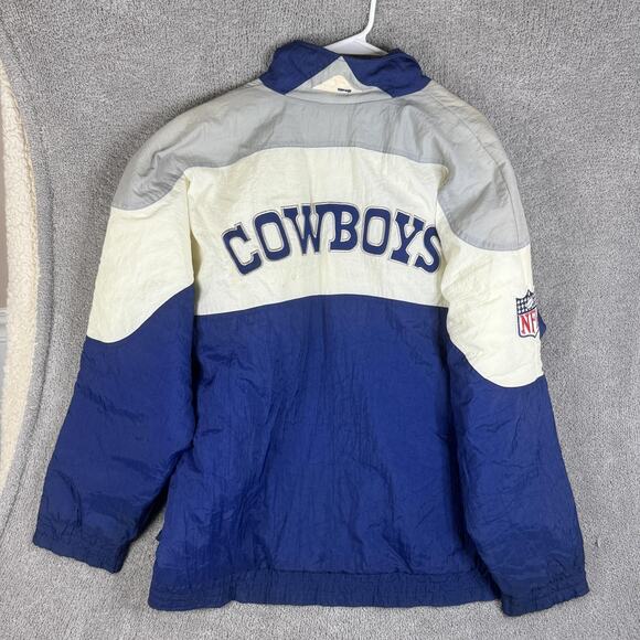 Vintage Dallas Cowboys Jacket Pullover Mens Medium Blue White Autograph - Picture 15 of 16